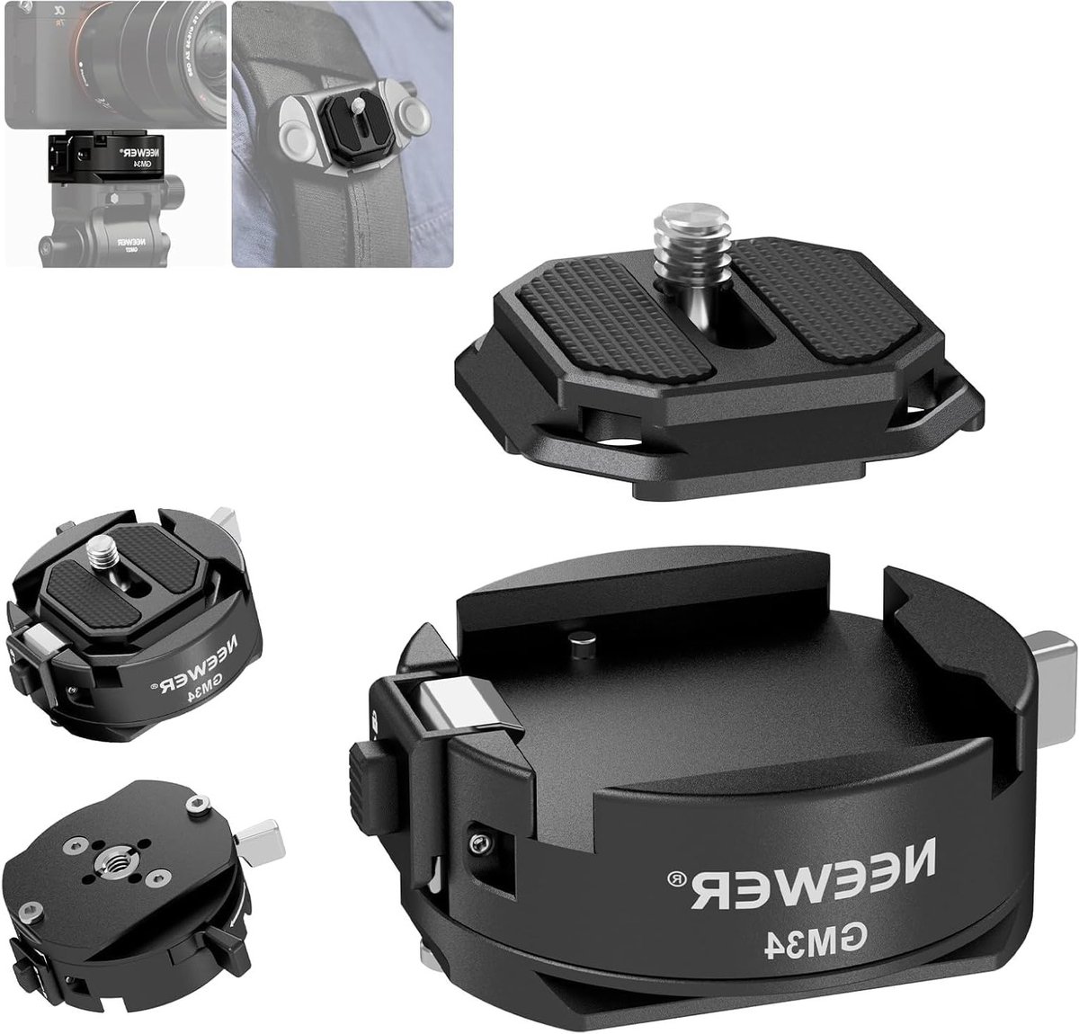 Camera Quick Release Plate Kit met Auto Lock en Arca Type Clamp, Geschikt voor Peak Design Capture V3, Max Laadvermogen 11 kg