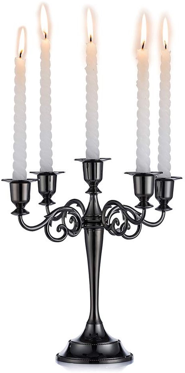 ONF3 - Aluminium Kaarsenstandaard - Tafeldecoratie - Elegant en stijlvol - Zwart - Geschikt voor elke gelegenheid - Perfect voor diner of bruiloft