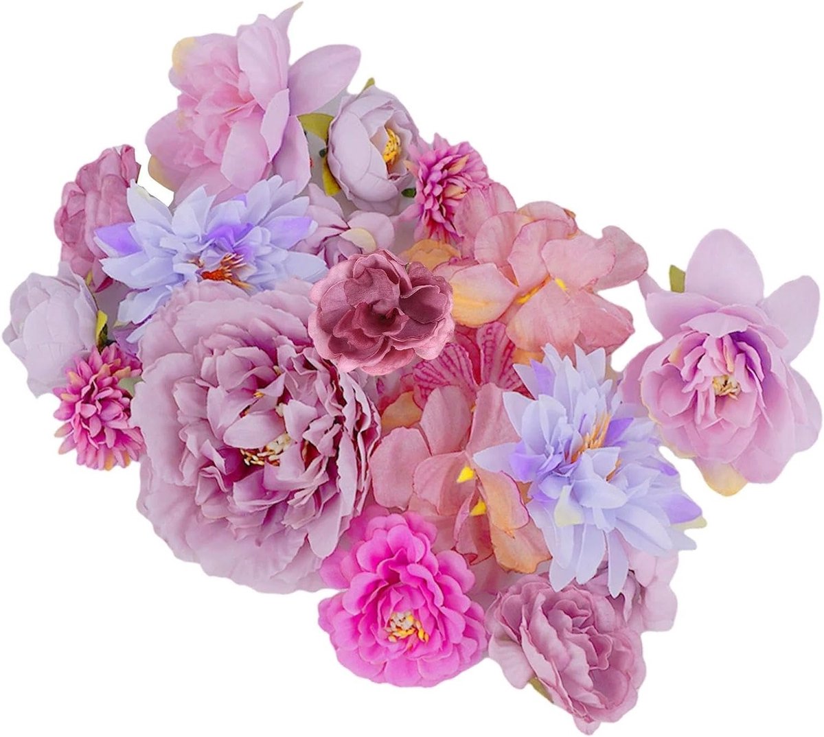Set van 17 Kunstbloemen voor Creatieve Projecten - Paarse Bloemen voor Bruiloft, Thuisdecoratie en Scrapbooking - 4 cm tot 8 cm