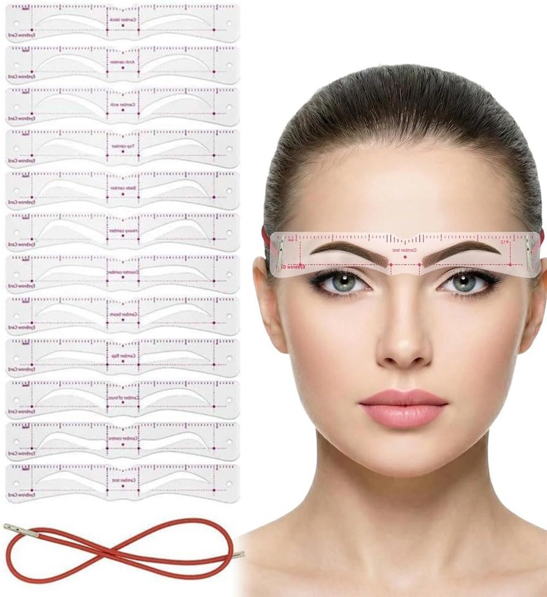Set van 12 herbruikbare oogmake-up applicators met beginnersontwerpen voor perfecte symmetrische wenkbrauwen en eenvoudig aanbrengen
