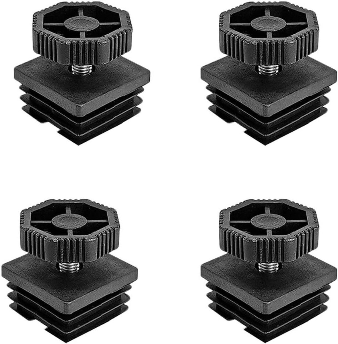 Meubelstellers - Stoelpootdoppen Nivelleerdop - Meubels Stabiliseren - Verstelbare Hoogte - 38 x 38 mm - Zwart