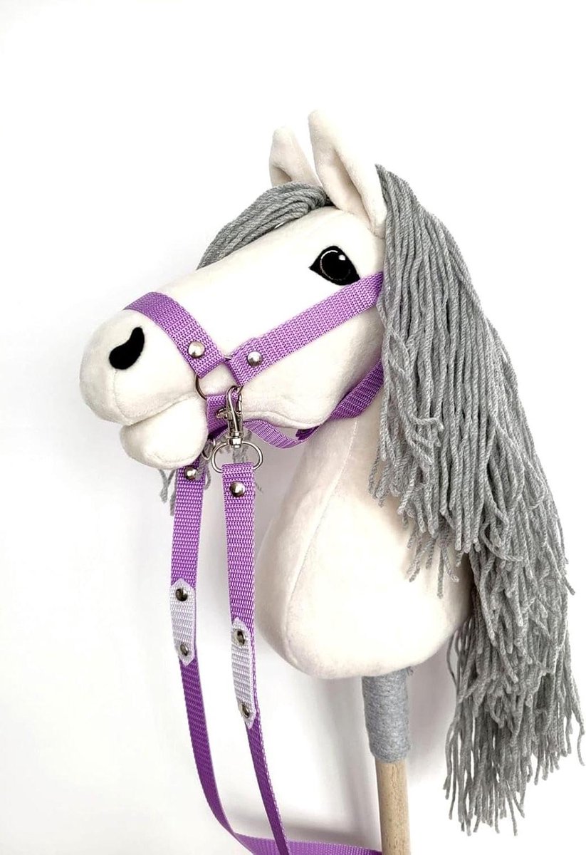 Stokpaard A4 - Paard op stok - Kinderspel - Handgemaakt - A4 24x30cm - Wit
