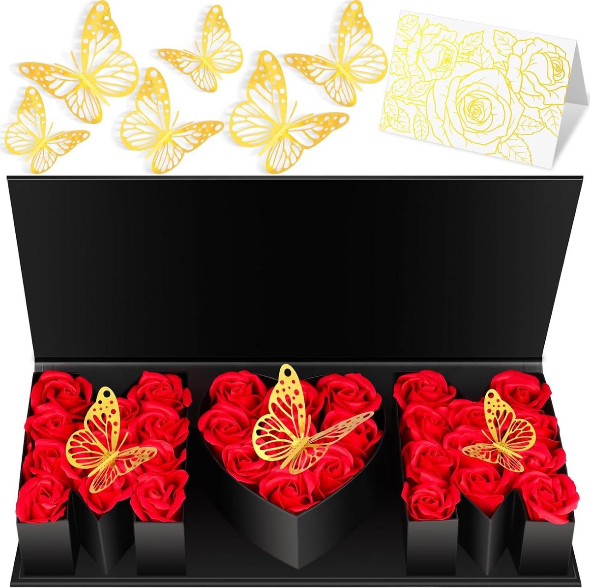 Moederdag Bloemen Doos - Geschenkdoos Moeder Bloemenverpakking - Cadeau Geven - Lettervormig Ontwerp - 43 x 18 x 6.8 cm