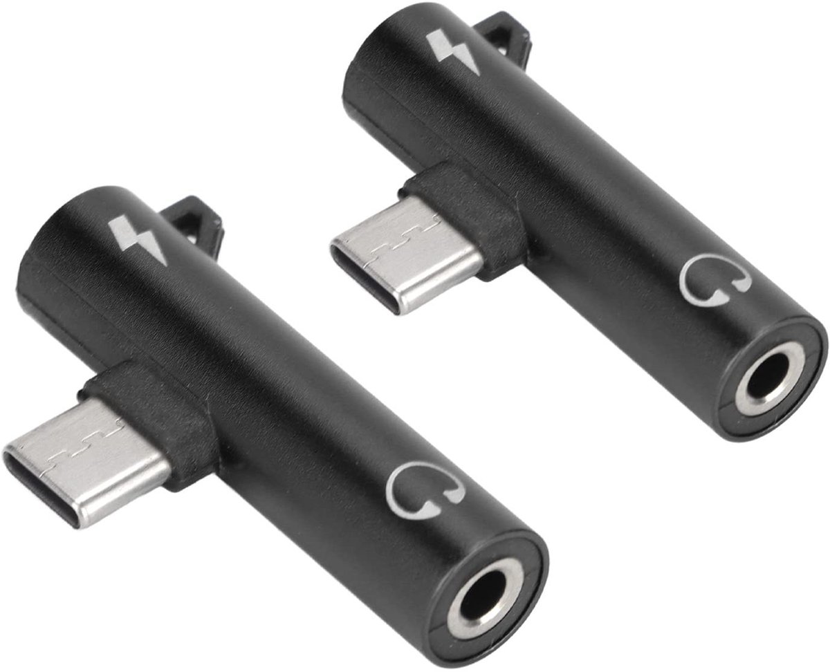 Allecto - Type-C Naar 3,5 Mm-adapter - USB C Hoofdtelefoonadapter - Licht en Draagbaar - Zwart - Voor Telefoon Tablet Laptop - 2-in-1 Opladen