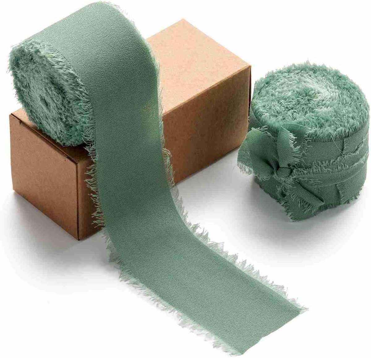 Chiffon Lint 3.8cm voor Bruiloften en Cadeaus - Brede Groene Stoflinten voor Decoratie en Knutselen