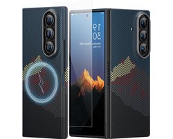 Magnetische Aramidevezel Hoes voor Samsung Galaxy Z Fold 7 met Schermbeschermer en Mag-Safe Compatibiliteit in Carbon Fiber Ontwerp, Ideaal voor Bescherming en Stijl
