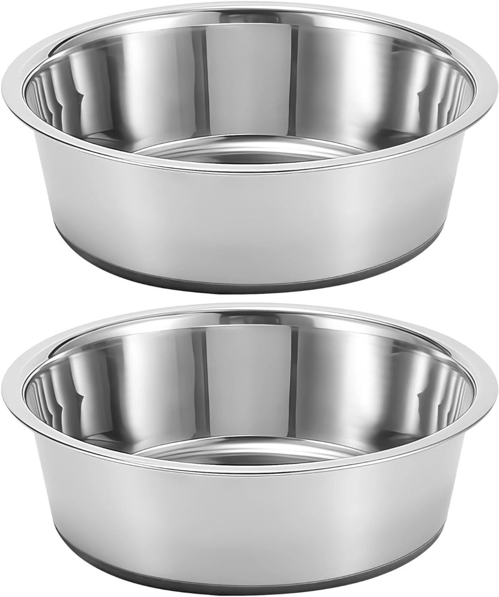 Set van 2 RVS Hondenvoer- en Waterbakken, Antislip Design voor Grote Honden, Duurzaam en Makkelijk Schoon te Maken