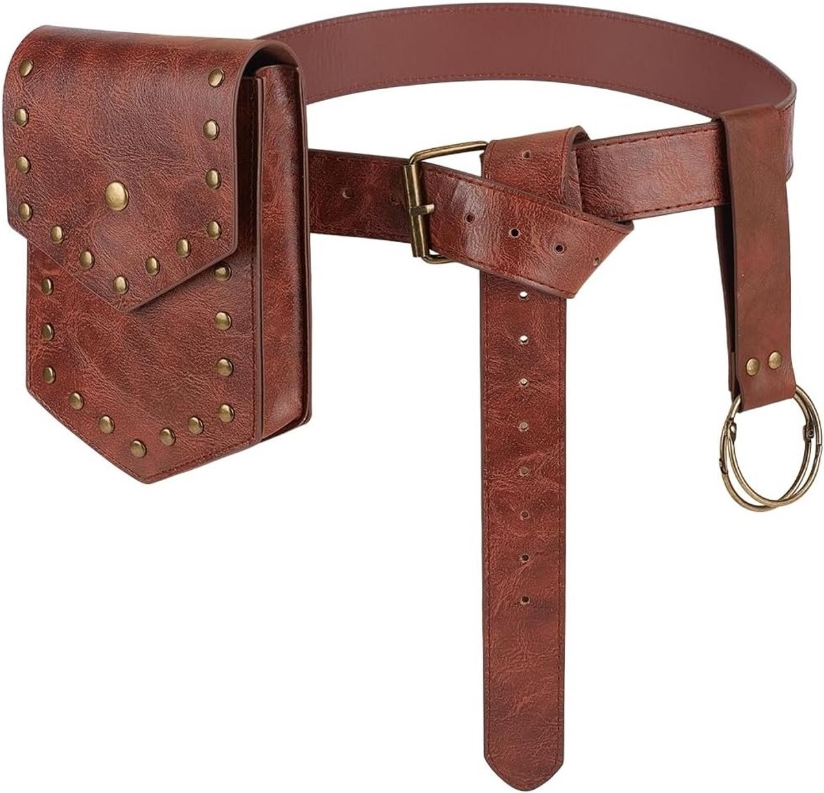 Faux leren heuptas voor cosplay en festivals, vintage retro stijl met een Viking thema, ideaal voor wandelen en kostuums