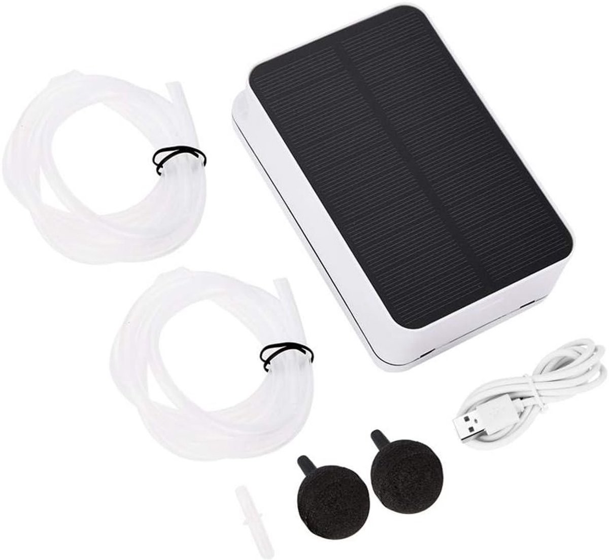 Zonne-energie Luchtpomp voor Aquarium en Tuinvijver met 0.3L/min Luchtstroom en 5V 1.45W Paneel, Compacte Afmetingen 13 x 8 x 4.2 cm