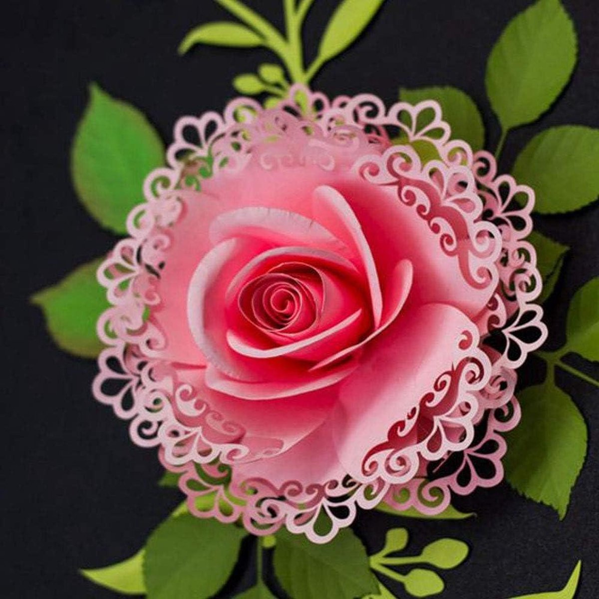Snijmal Bloem - Papier Snijmal - Kaarten Maken - Gelaagde Bloem Bladeren - 12.2x8.2 cm - Zilver