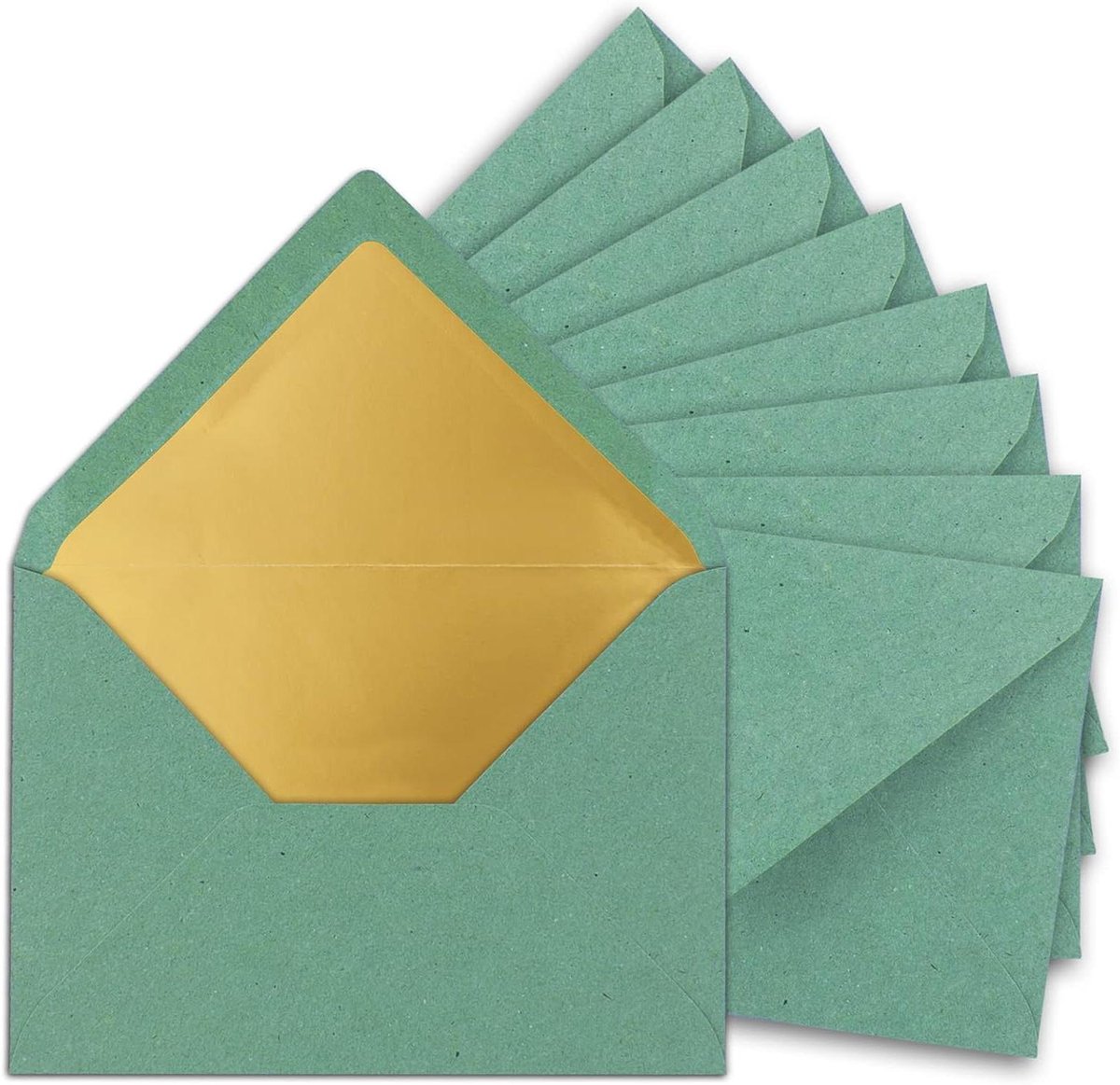 C5 Enveloppen - Briefpapier Papieren enveloppen - Uitnodigingen versturen - Goudkleurige binnenvoering - 75 stuks - Eucalyptus groen