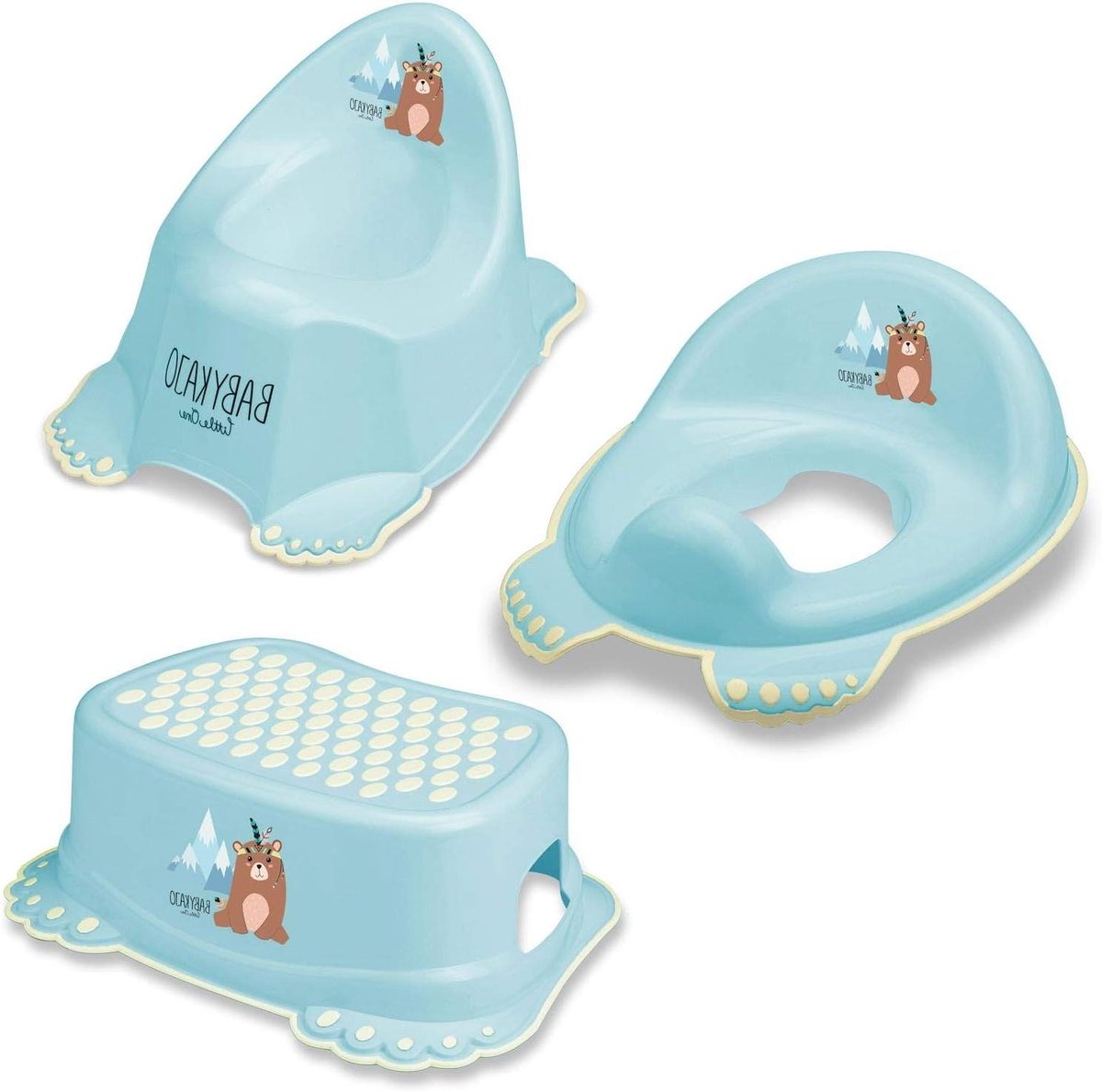 Babypotje Set - Zindelijkheidstrainer Kinderen - Zindelijkheidstraining - Antislip Voetjes - 36 x 26 x 22 cm - Beertje Blauw