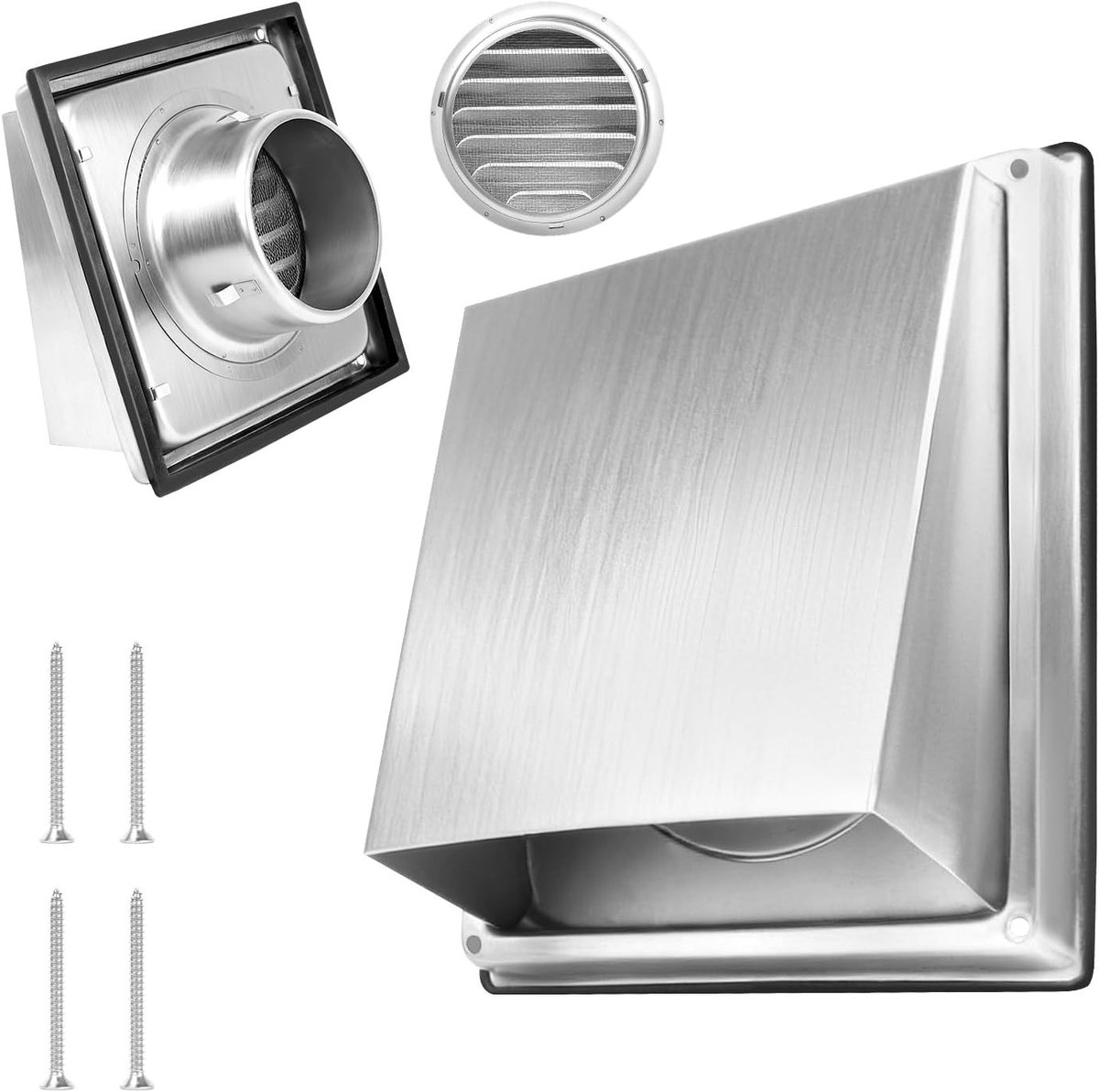 Ventilatierooster 125 mm RVS Weerbestendige Roosterafdekking met Insectenbescherming voor 