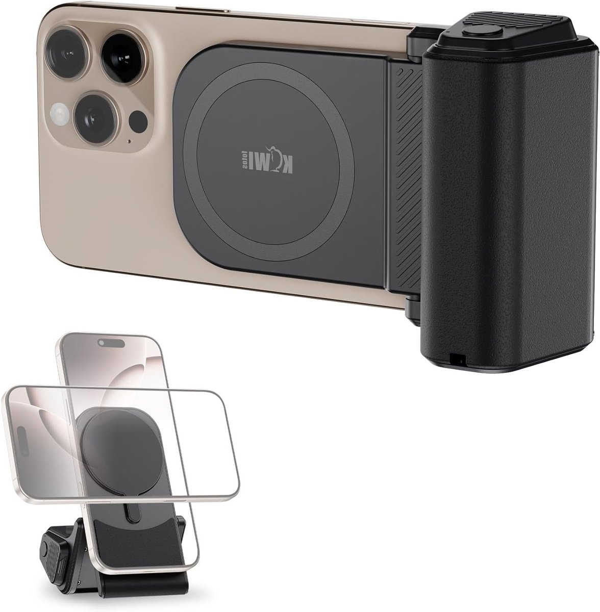 Pro Versie Magnetische Telefoon Grip met Bluetooth Afstandsbediening, Flexibele Snap Grip voor iPhone en Android Telefoons, Ideale Tafelstandaard - Zwart