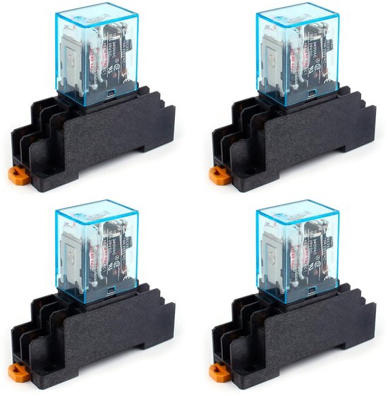 Allecto - Power Relay met Basis - AC 220V 10A DPDT - 4 Stuks ...