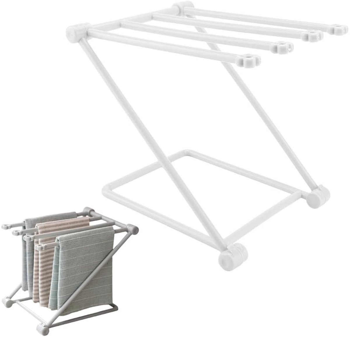 Allecto - Vouwbaar Dishcloth Droogrek - Z-Vorm Towel Rack voor Keuken - Grijs - Ruimtebesparend - Ideaal voor handdoeken - Multifunctioneel - Gesch...