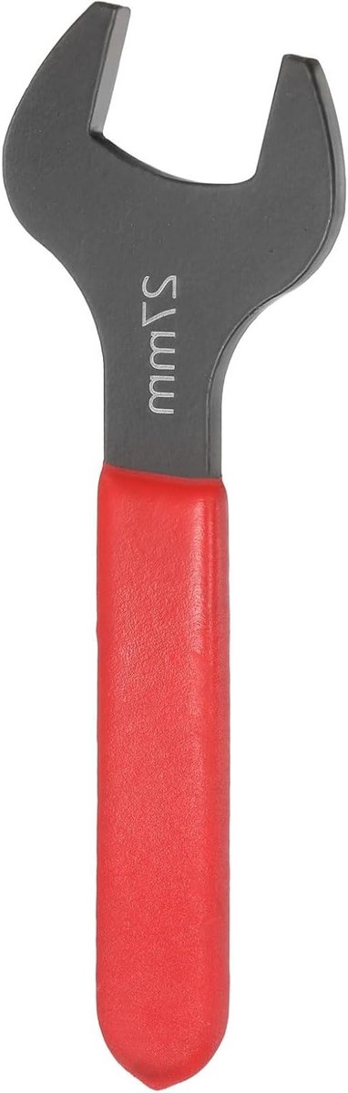 27 mm Enkele Open Steeksleutel, Metrisch, 15 Graden, Hoekige U-Vormige Sleutel met Platte Kop en Rood Handvat voor Auto-onderhoud en Reparatie