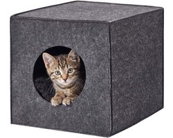 kattenhol - vilt - donkergrijs - 33x33x37 cm - 1 stuk