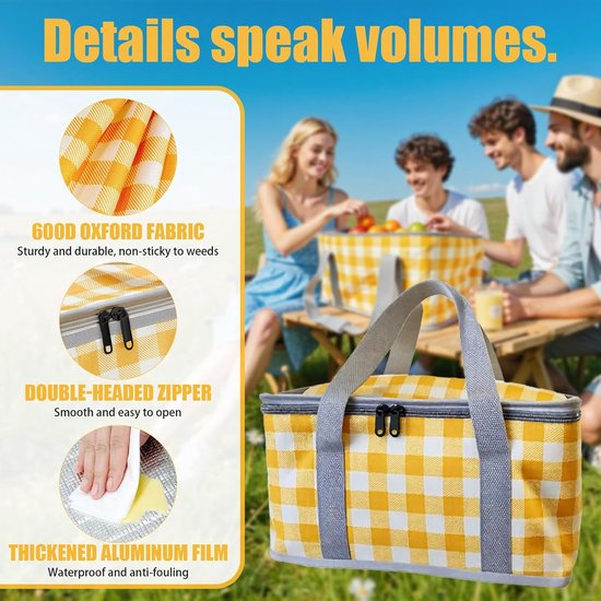 Tas-Picknicktas-Geïsoleerde Koeltas - 24L Grote Capaciteit - Koeltasje voor Picknick, Strand en Camping - Verstelbare Schouderriem - Opvouwbare Lunchtas voor Boodschappen en Reizen — afbeelding 4