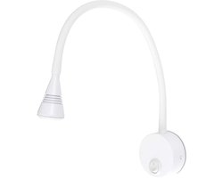 Kwazar Luminaire - Wandlamp met schakelaar - Wandleeslamp - Zwaanhalslamp LED, 3W, neutraal wit 4000K, 180lm - Wandleeslamp, bedlamp voor slaapkamer, woonkamer, kantoor - LORIS Wit