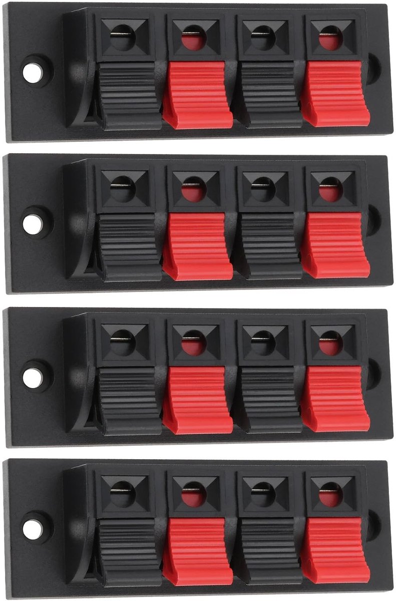 4 Stuks Speaker Terminals met Push Release Voor Gemakkelijke Aansluiting - Upgrade voor Luidsprekers