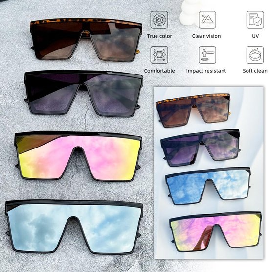 aladdien - Oversized Zonnebril - UV400 Bescherming - Trendy Vierkante Brillen - Roze Zilver Zwart Bruin - Modieuze Zonnebrillen - Geschikt voor Dame... van Merkloos — afbeelding 3