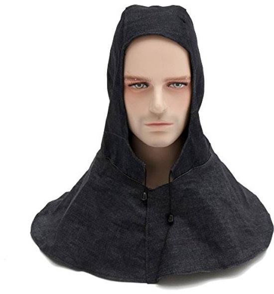 Allecto - Lassen Hood Sjaal - Vlam Retardant - Comfortabele Pasvorm - Zwart - Beschermende Hood - Ideaal voor Lassers - Denim Stof van Allecto — afbeelding 3