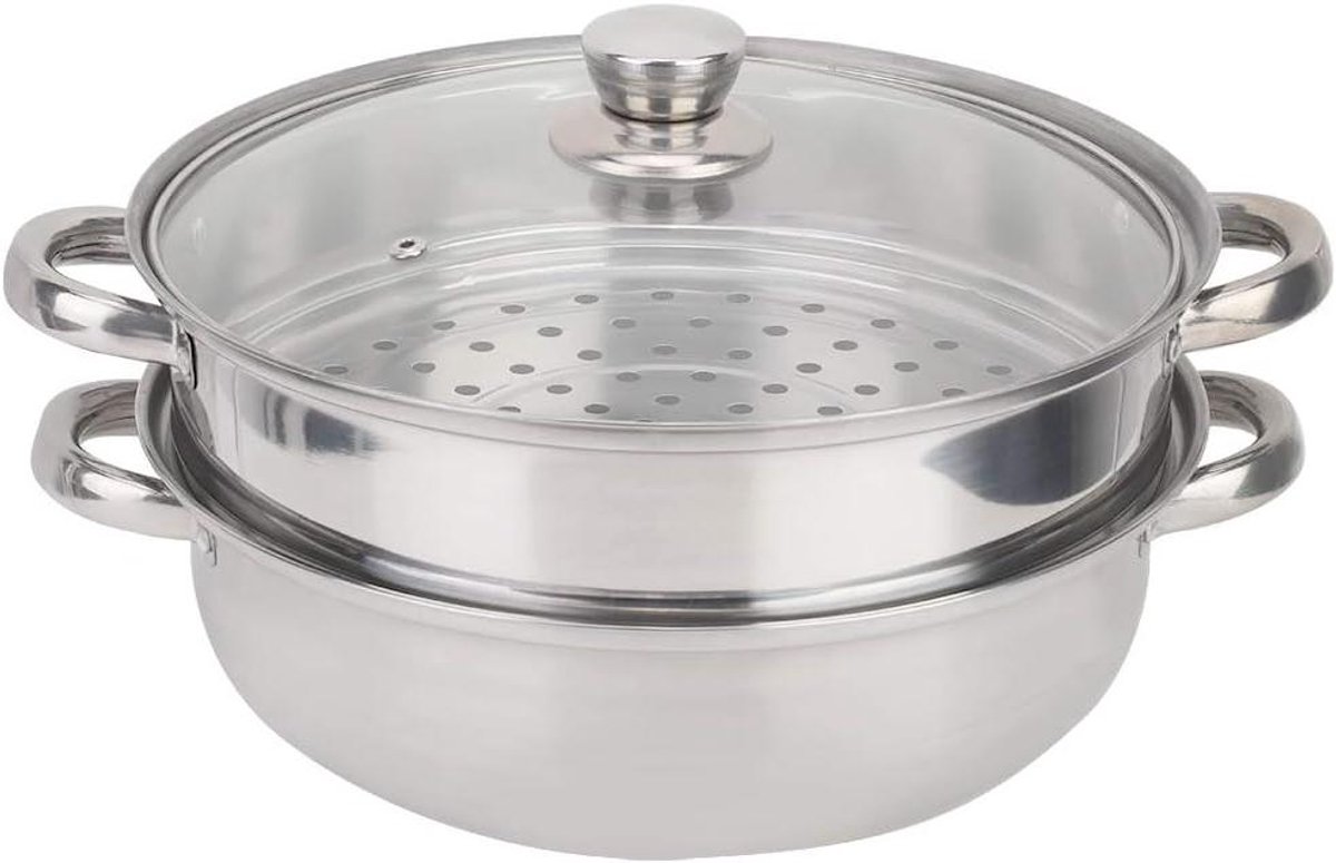 Kookpan met deksel - Soeppan stoofpan - Gezond koken - Dubbele ketel functie - 27 cm - Zil