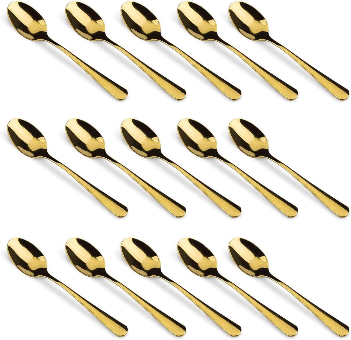 Espressollepels Set - Mini lepels - Dessert serveren - Gladde rand - 15 stuks - Goud