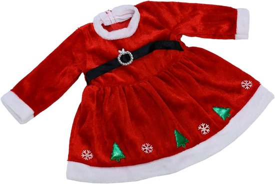 Poppenkleding Jurk - Kerst Outfit - Poppen Aankleden - Sneeuwvlok Patroon - 18 inch - Rood — afbeelding 3