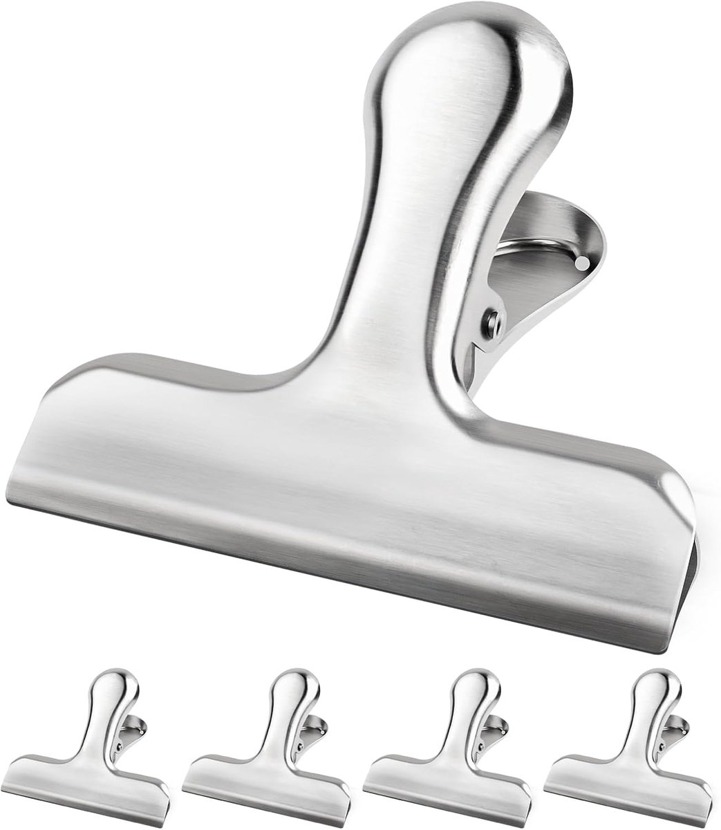 5 Stuks Bulldog Klemmen 5,5 cm – Metalen papierklemmen voor documenten, tassen en voedsel, geschikt voor thuis, school en kantoor