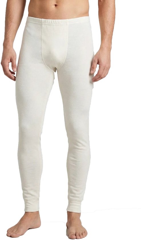 Off-white thermobroek voor heren met elastische tailleband en platte naden.