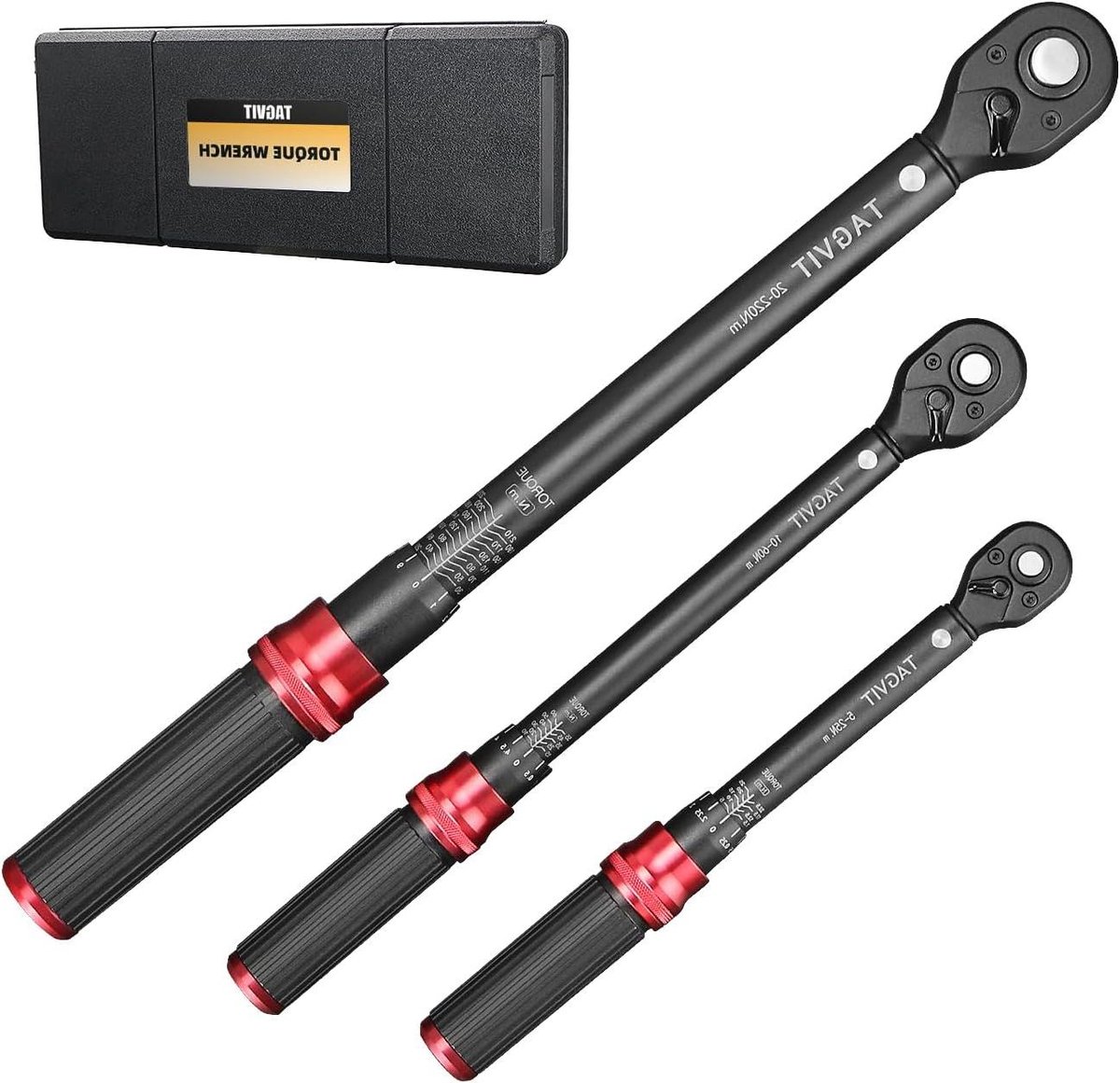 Momentsleutel Set - Draaimomentsleutel Koppelsleutel - Precisie Montage - Hoge Nauwkeurigheid - 3 Stuks (5-220 NM) - Rood