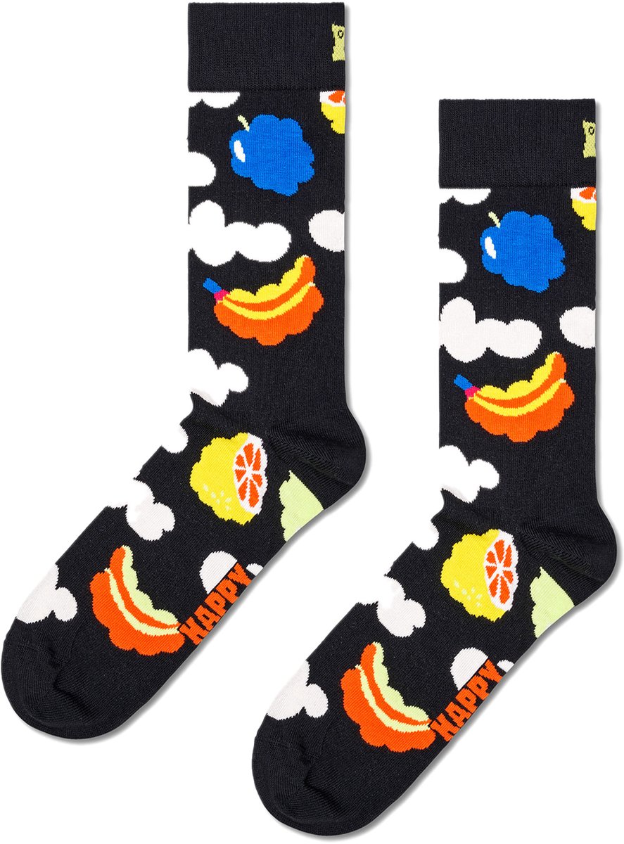 Happy Socks Cloudy Fruit Sock - unisex sokken - zwart - Unisex - Maat: 36 - 40