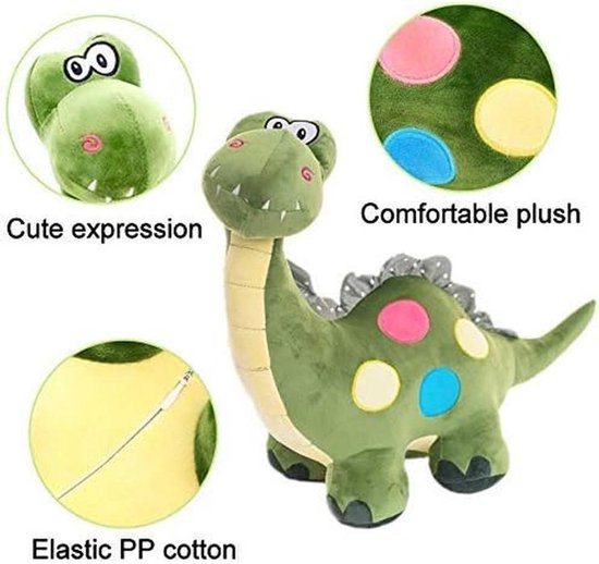 Pluche Dinosaurussen Speelgoed - Dino Knuffel - Kinderkamer Decoratie - Zacht PP Katoen Vulling - 35 cm - Groen — afbeelding 3