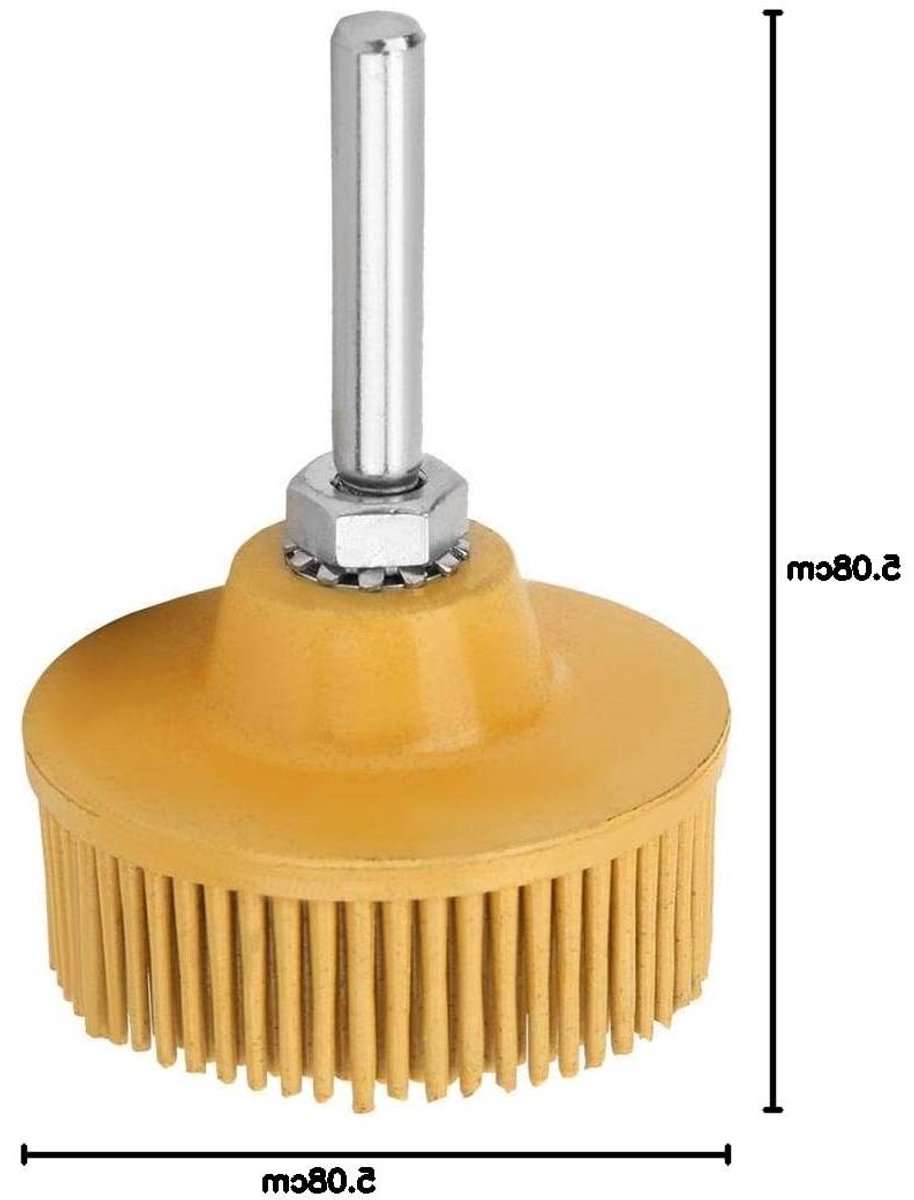 Borstelschijf 2 inch - Schuurschijf Polijstschijf - Metaal Polijsten - Rubber en Amaril - 50 mm - Geel
