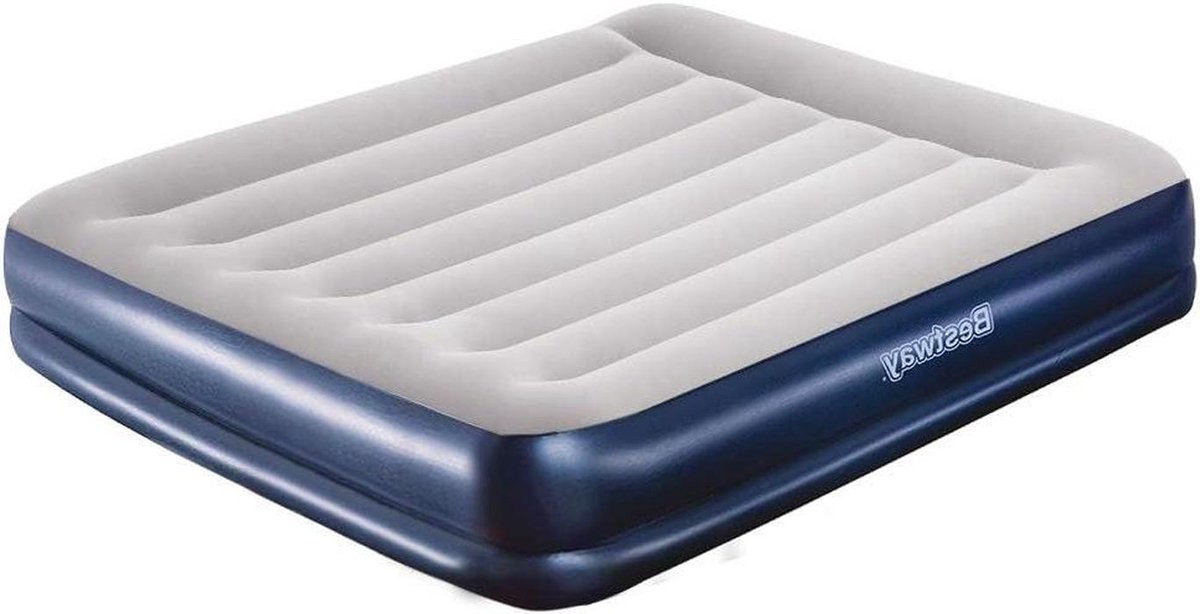Luchtbed - Opblaasbaar bed - Logeren thuis - Geïntegreerde elektrische pomp - 203 x 152 x 36 cm - Donkerblauw/grijs