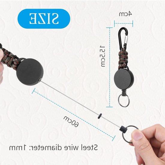 Retractable Badge Reel Set van 3 Stuks, Stevige Sleutelhanger met Carabiner en 60cm Uittrekbaar Staal voor ID Kaarthouder en Sleutels — afbeelding 5