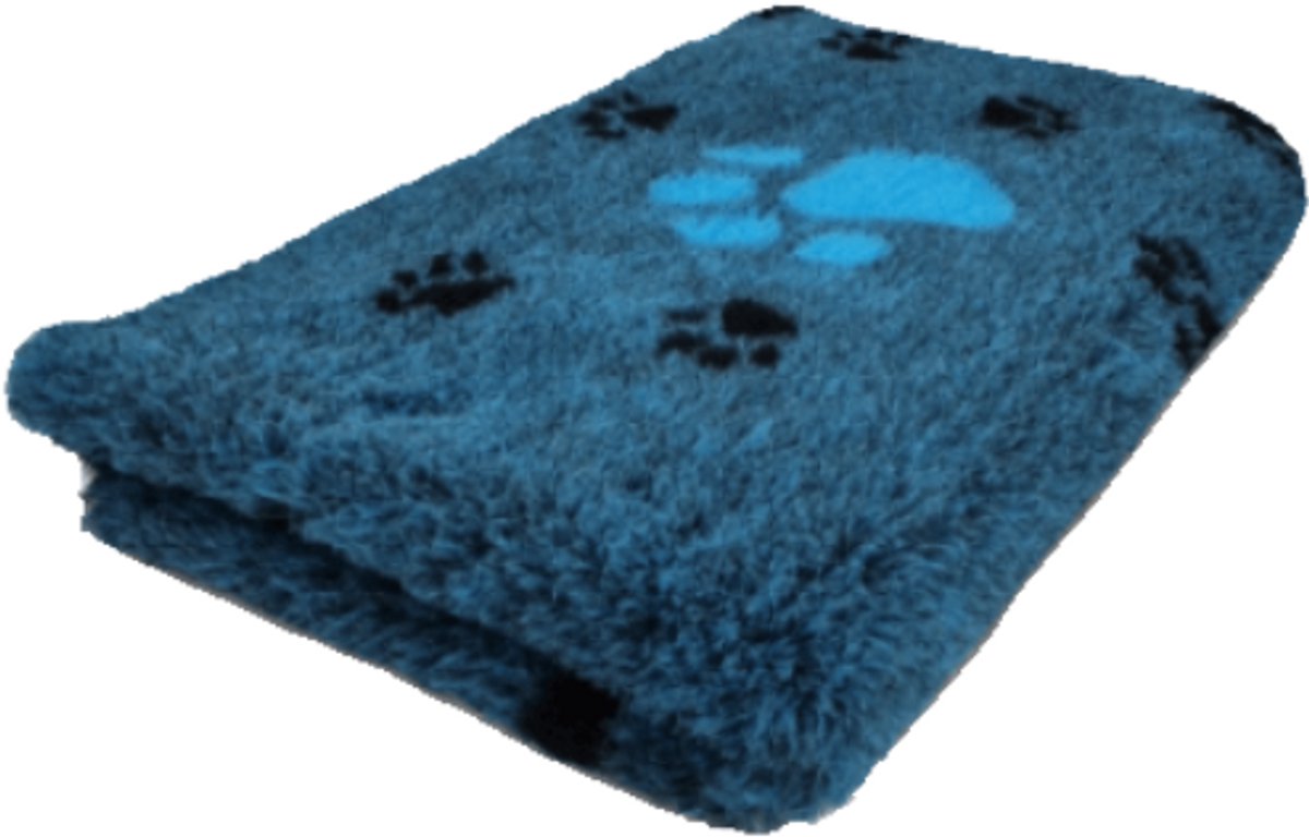 Chikko Quality - Antislip Vetbed - Blauw Petrol met helblauwe en zwarte pootafdruk