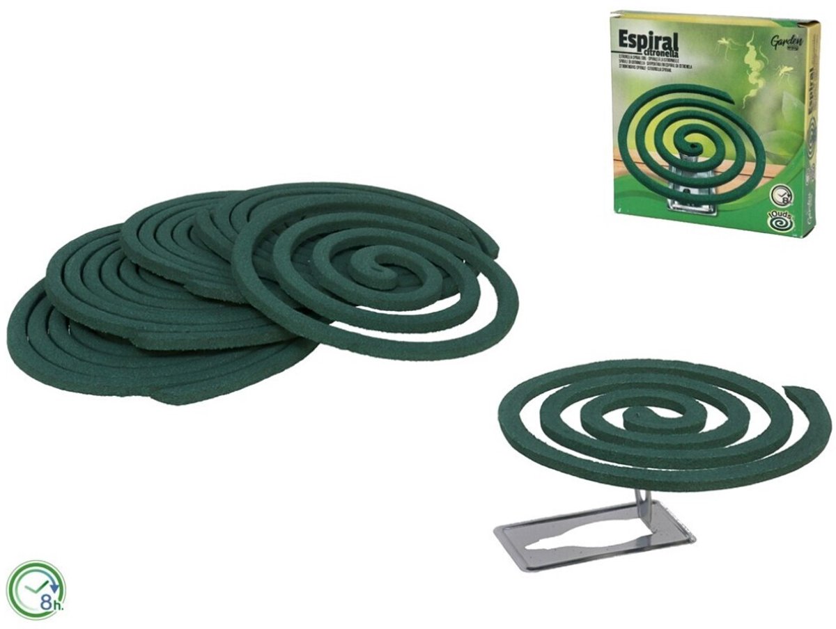 Citronella Spiralen 8 Stuks – Groene Anti-Muggen Spiraal – Inclusief Houder – Voor Buiten,
