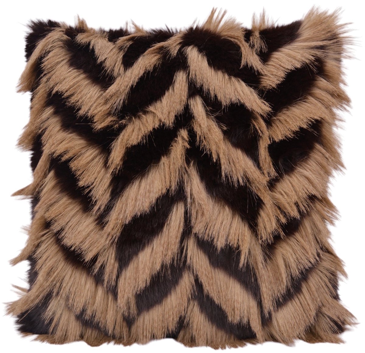 NOVÉE Sierkussen Furry Chevron | 45x45 cm | Polyester bruin