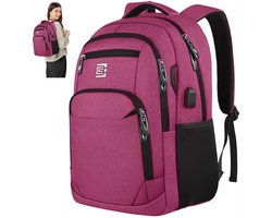 MIVRAY Reistassen - Rugzak Laptop Rugzak Voor Werk En Reizen, Travel Rugzak 17,3'' Met Comfortabel Airflow-Systeem, Grote Capaciteit Rugtas Met Veel Vakken, Oxford-Stof, Rosérood