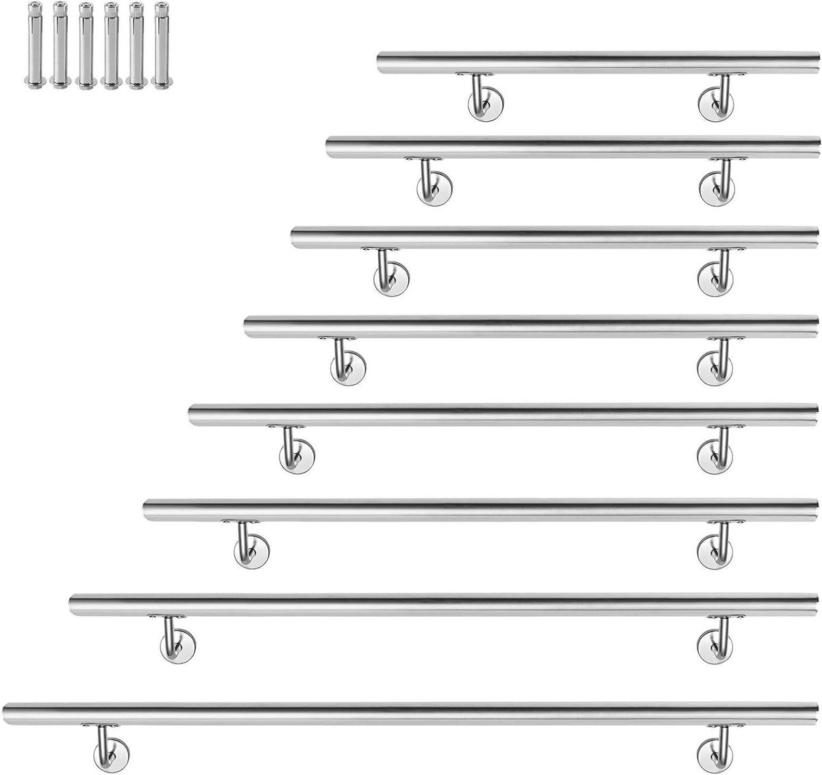 Roestvrijstalen Trapleuning - Wandleuning Reling - Veiligheid Binnen Buiten - Geborsteld Metaal - 80 cm - Zilver