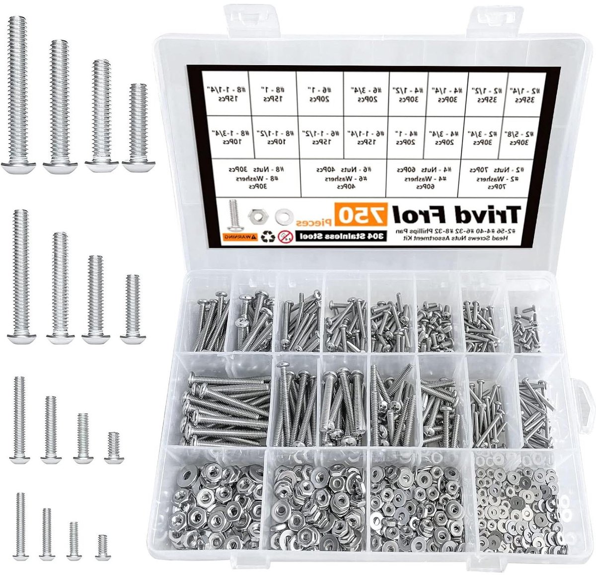 Metal Schroeven - Machine Schroeven - Bevestigen van Materialen - Zinkverchroomde Afwerking - 750 Stuks - Zilver