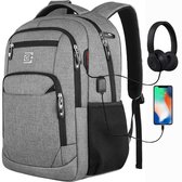 MODENUIT Reistassen - Rugzak, Laptop Rugzak, Travel Rugzak, Grote Capaciteit Rugzak, Backpack Voor Werk En Reizen, Lichtgewicht Grote Capaciteit Rugtas, 20 Inch Rugzak, Travel Backpack Met Veel Vakken, Grijs, Oxford-Stof