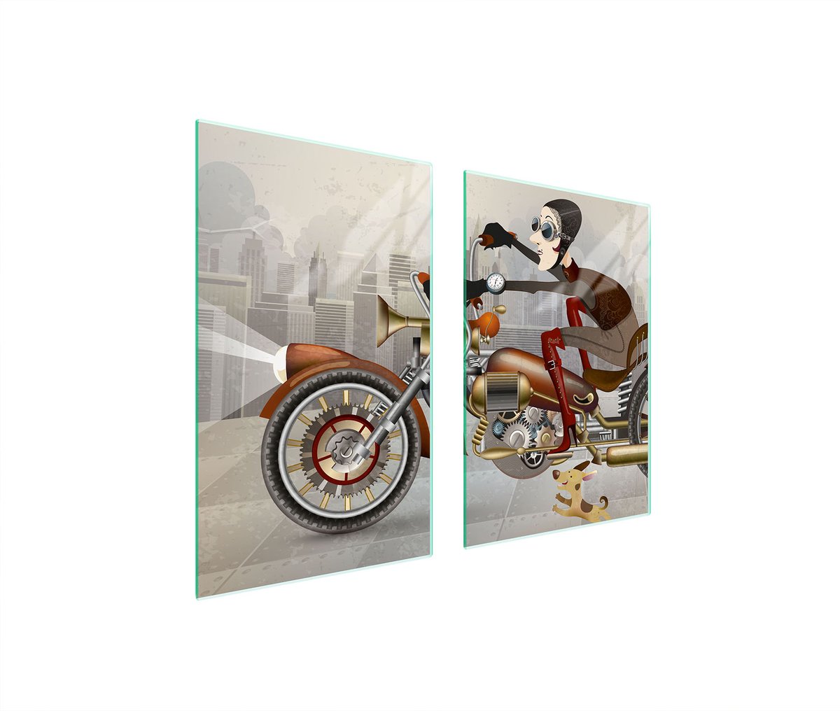 TMK ArtDeko - Kookplaataccessoire - Beschermplaat - Motorrijder - Sierpaneel