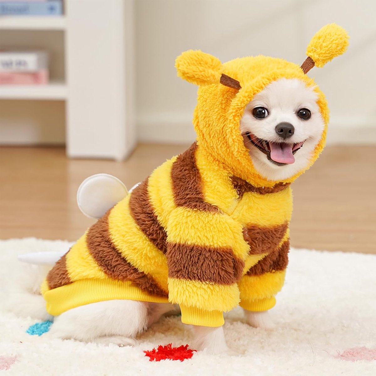 Huisdier Hoodie - Honden Trui - Warm Blijven - Zacht Polar Fleece - Maat S - Gele Bij — cadeau in Cadeau-ideeën - foto 3