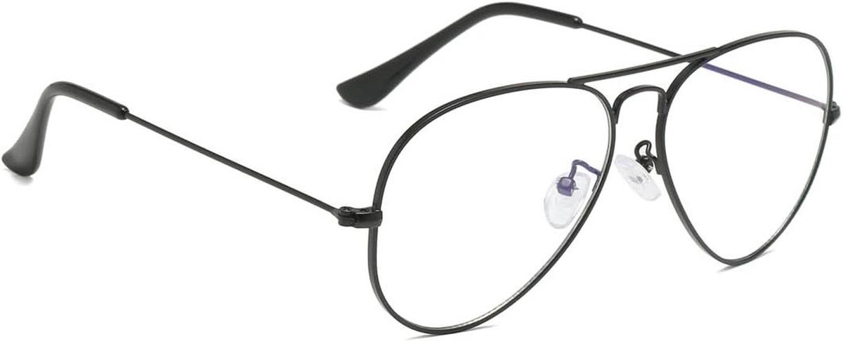 Blauwlichtfilter Bril - Computerbril - Schermtijd Comfort - Metalen Montuur - Eén Maat - Zwart