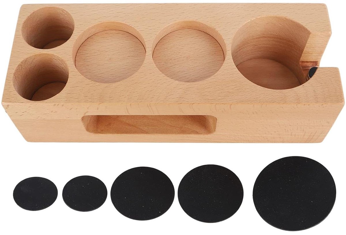 Koffie Tamper Station Espresso Houder Koffie Bereiding Antislip Voetjes 27 cm Lengte Houtkleur