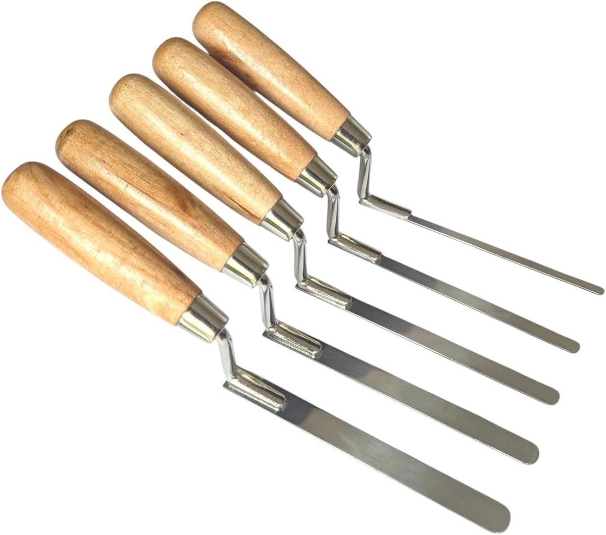 Roestvrijstalen Troffel Set - Vingerwijzer Troffels - Voegen Metselwerk - Flexibel RVS Blad - 5 stuks 6-14 mm - Zilverkleurig